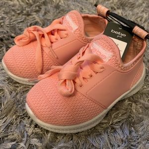NWT bebe girls pink tennis shoes. Toddler size: 8